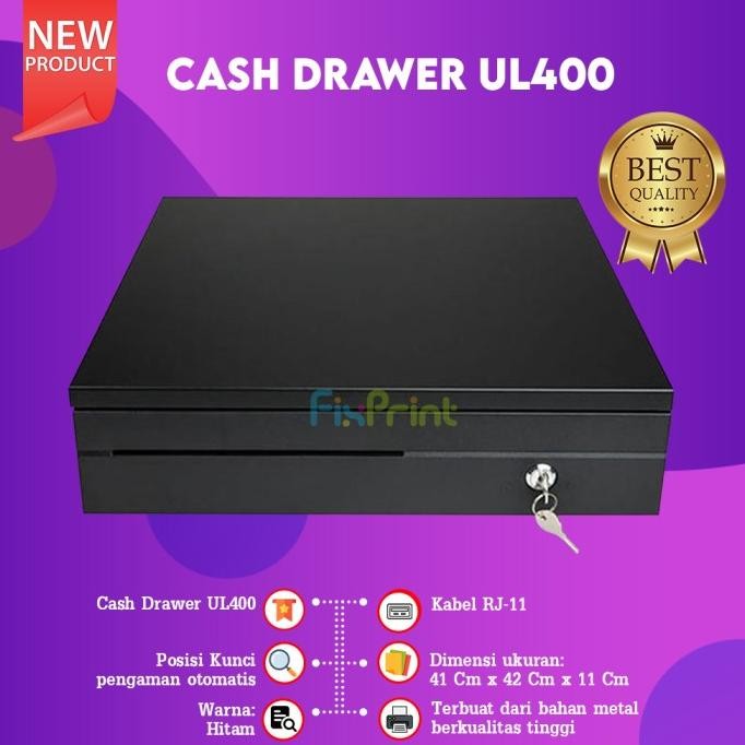 

sale! cash drawer laci kasir uang ul400 ul-400 slot 6 kertas 4 koin new