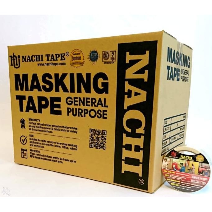 

sale! (dus) nachi masking tape lakban kertas cream 12 mm x 20 yard