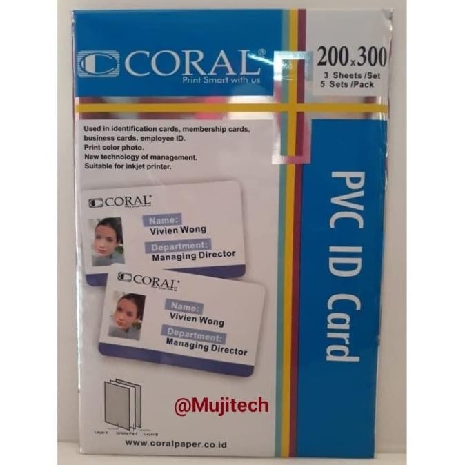 

sale! kertas pvc bahan id card coral a4 isi 5 lembar