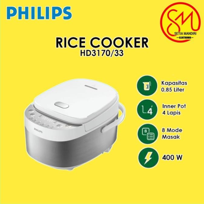 NEW MAGIC COM PHILIPS HD3170-33 / MINI RICE COOKER DIGITAL PHILIPS HD3170