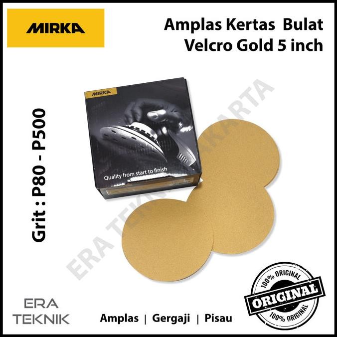 

sale! 100pcs amplas kertas bulat mirka gold disc 5" velcro tempel p 180 p220