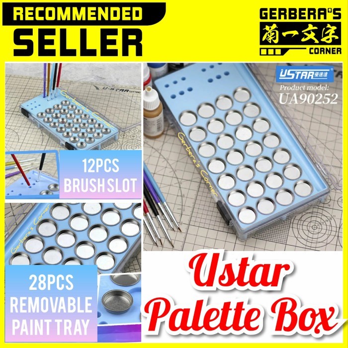 

HOT SALE! Ustar Palette Box UA90252 Paint Tray Brush Holder Palet Cat Kuas Cat