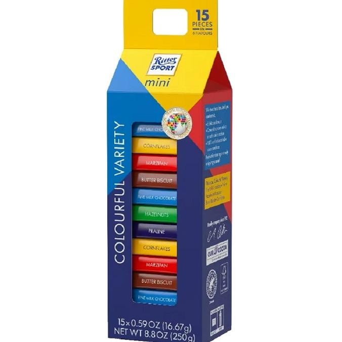 

ENAK!!!! Cokelat RITTER SPORT Mini Assorted Giftbox 250gram 15pcs -