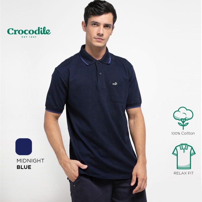 Crocodile CRCOLE Midnight Blue - Kaos Polo Pria Original - Katun