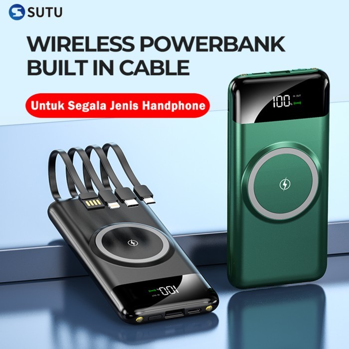 SUTU Wireless Powerbank 20000mAh Built in Cable
