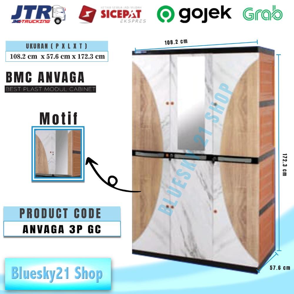 Best Plast by Olymplast Lemari Pakaian Plastik Rak 3 Pintu / Lemari Baju Plastik Gantung 3 Pintu Den