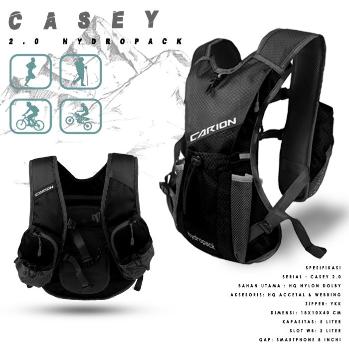 Tas Ransel Sepeda Hydropack Carion Casey - Hitam