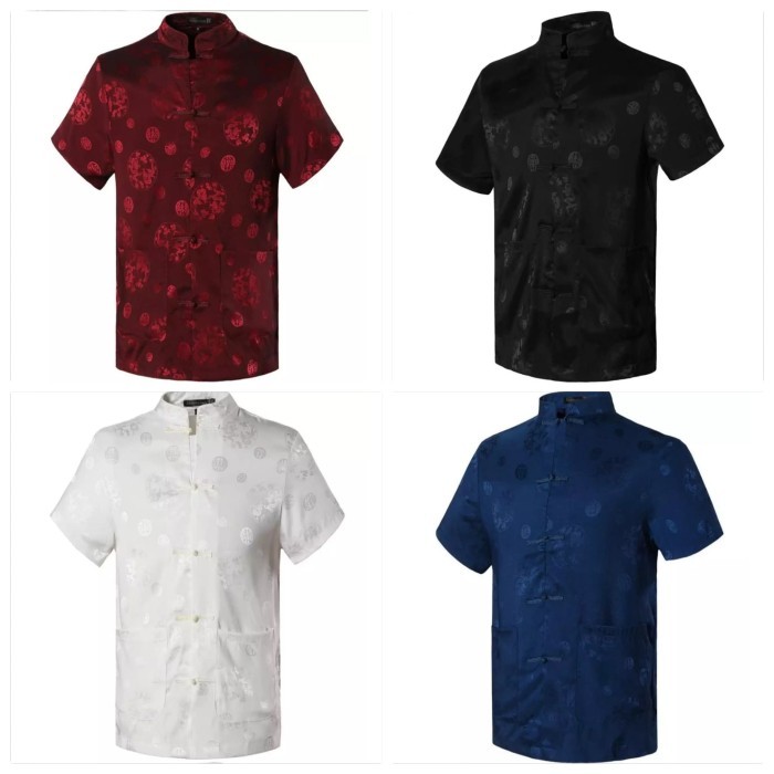 SALE MURAH Cheongsam Atasan Pria Lengan Pendek Coin Random