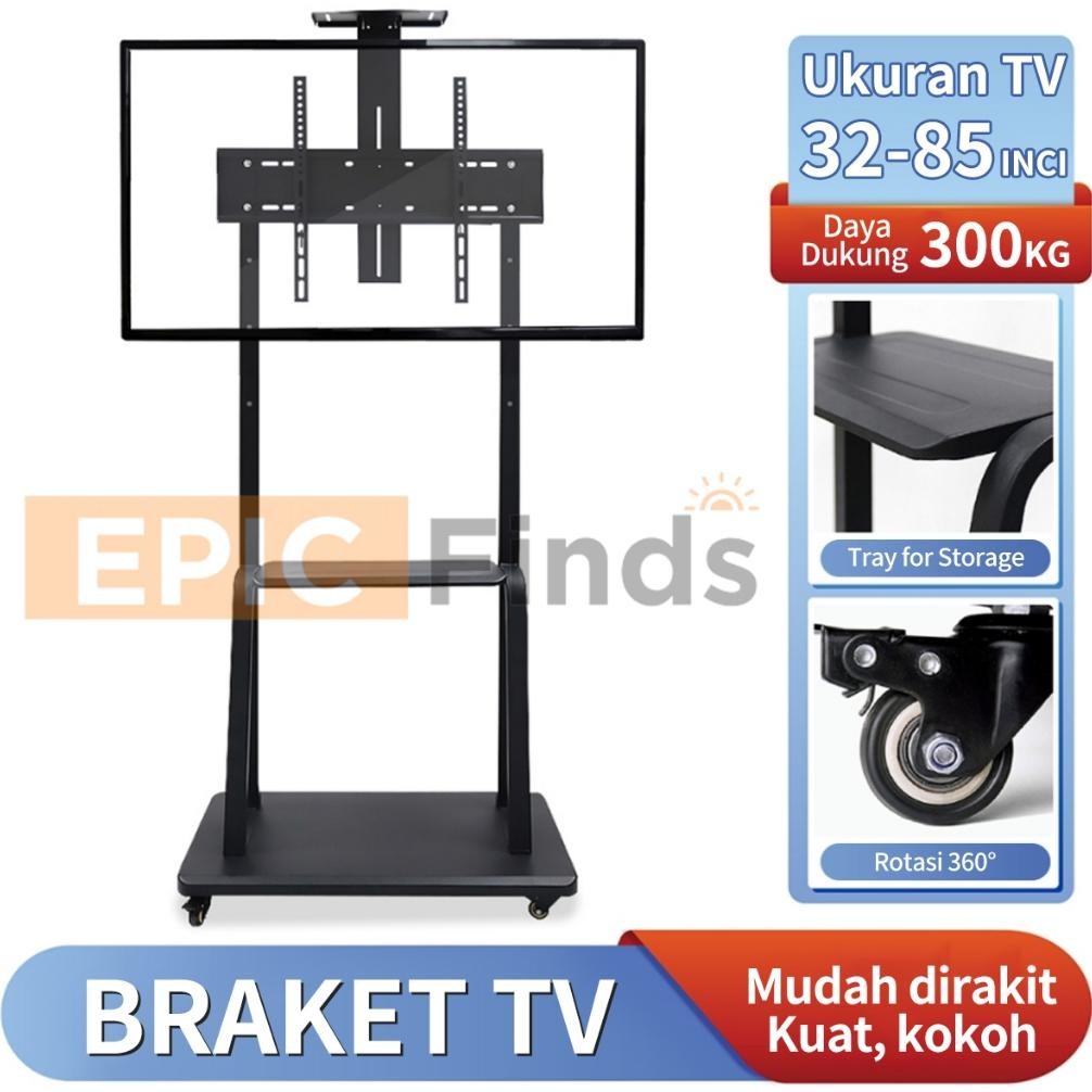 Bracket TV Standing 32-85 inch, Bracket standing roda LED TV