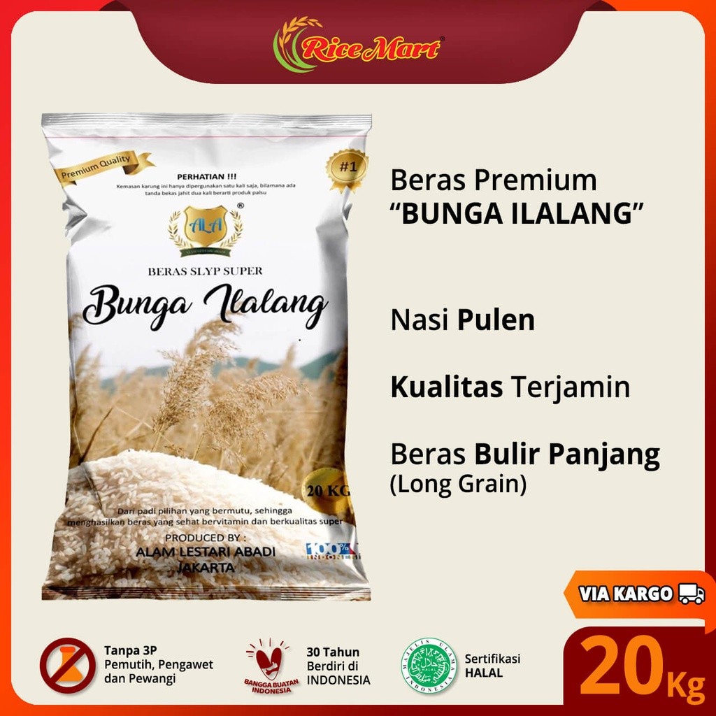 

Beras BUNGA ILALANG 20 kg [KARGO] - Nasi Pulen - Kualitas Terjamin - Produk Indonesia