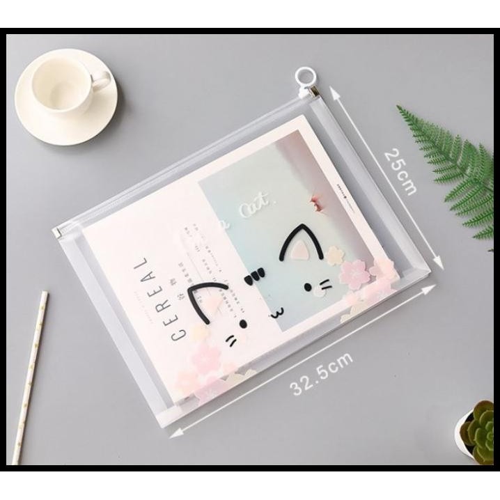 

) Map Zipper Lock Transparan Waterproof Tempat Penyimpanan File Dokumen ATK Serbaguna