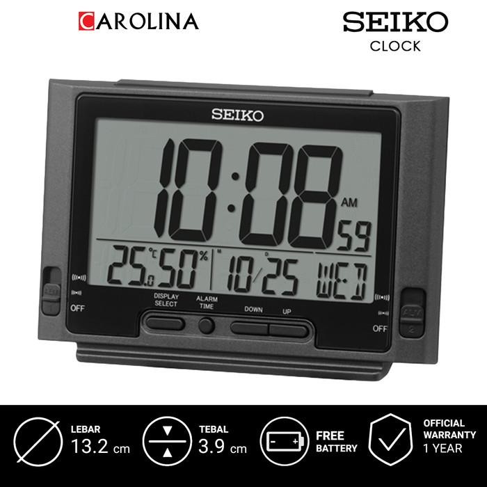 Jam Beker Seiko Digital Qhl095K Black Color Digital Dial Bedside Termurah 100 % Original