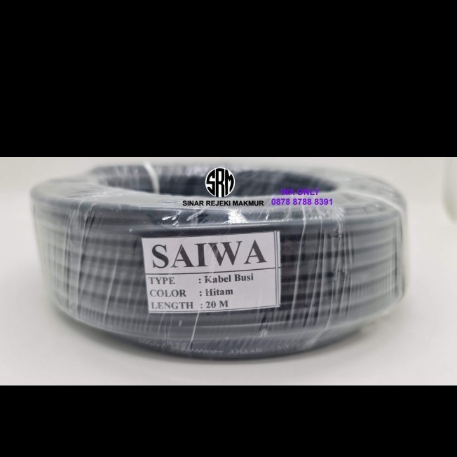 PROMO KABEL CABLE BUSI MOBIL METERAN MEREK SAIWA HITAM 20 METER