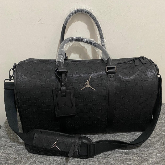 PROMO Air Jordan Monogram Duffle Bag Black Faux Leather / Tas Dijamin original