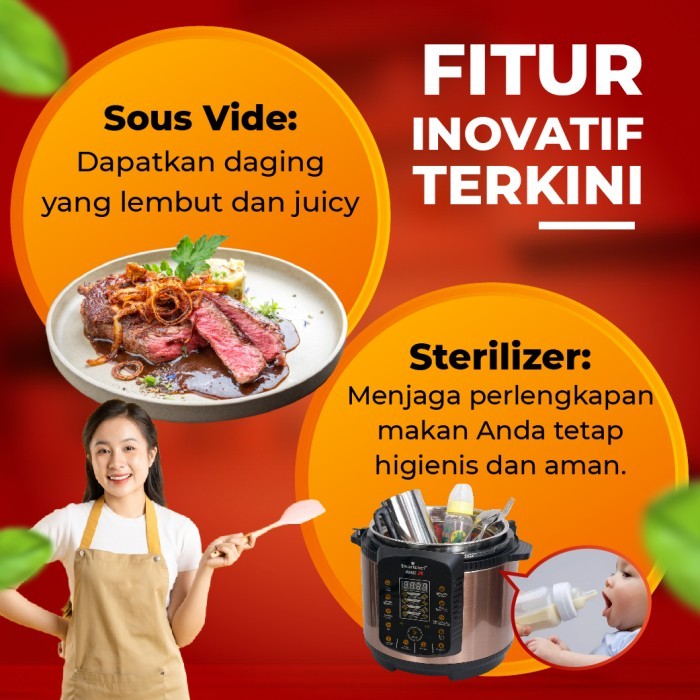 SMART CHEF RICE COOKER LOW CARBO PRESSURE SLOW COOKER (TRIPLE ACTION)