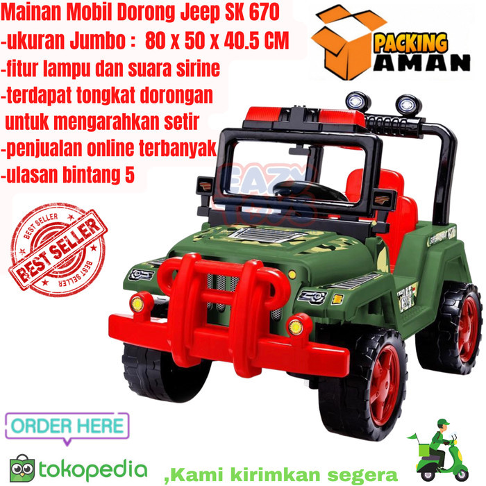 TERLARIS Mobil Anak Bisa Dinaiki Jeep Tentara Polisi SK XJP SVW Ukuran Besar Fitur Sirine Lampu dan