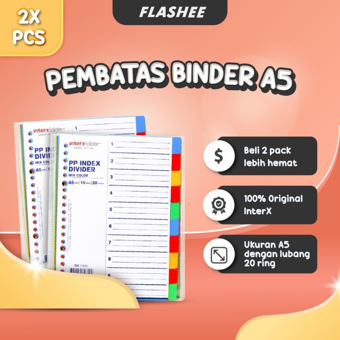 

Flashee Paket Bundle Pembatas A5 20 Ring Paket Pembatas Binder 2 Pack