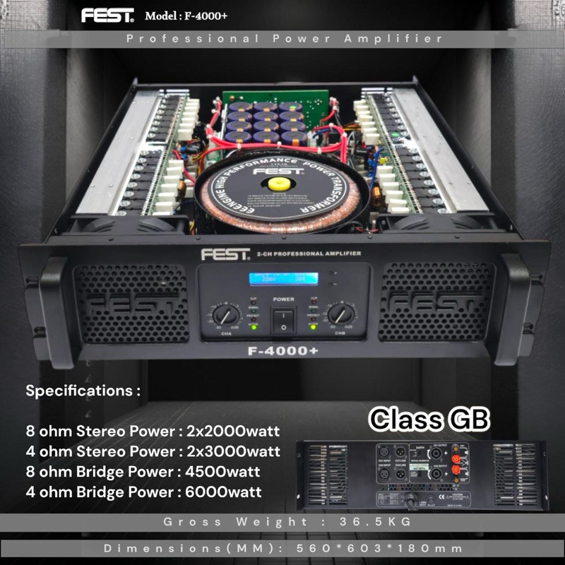 Power amplifier FEST F-4000 / F4000 CLASS GB 2X2000 WATT