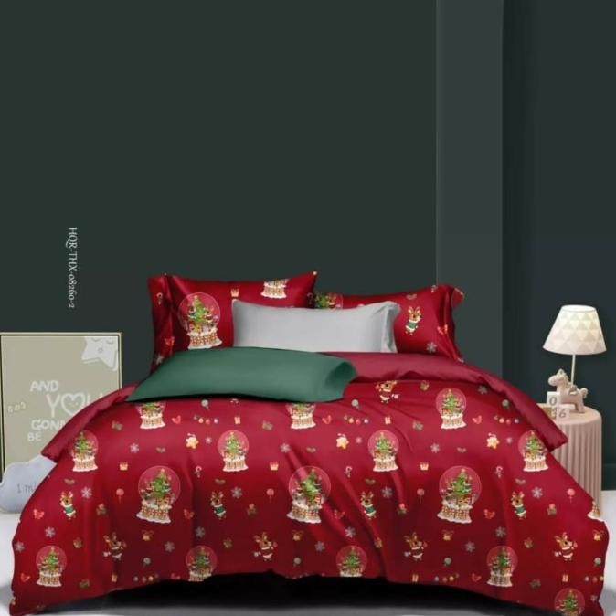 Kamar Tidur Sprei Katun Organic Lyocell Anak AN240926 Merry Christmas XMas X-Mas Natal Tree Pohon Wi