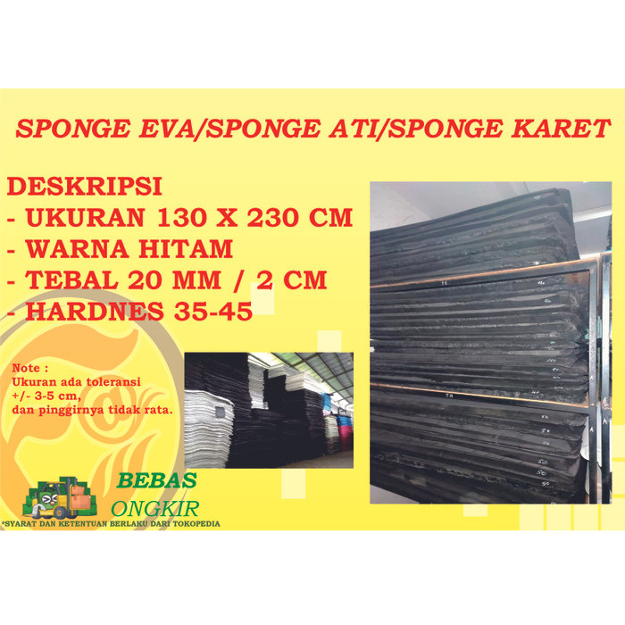 SPON KARET ATI EVA SPONGE LEMBARAN HITAM TEBAL 20 MM