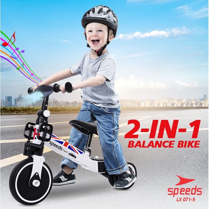 SPEEDS Balance Bike 2-in-1 Sepeda Anak Mainan Roda Ride Push Bike Keseimbangan Trendy 071-5