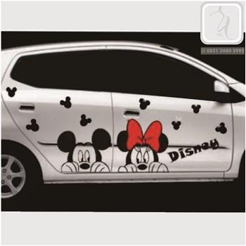 Cutting Sticker Mobil Mickey Mouse Stiker Mobil Brio Agya Lucu Top