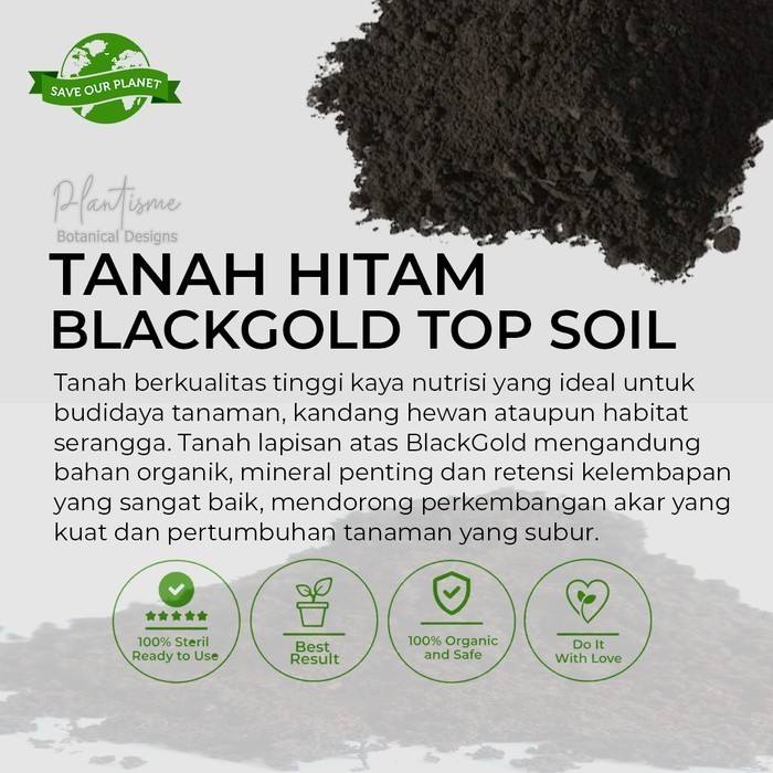 TERBARU Tanah Hitam Media Tanam Padat Top Soil Pot Kebun Kandang - 1kg