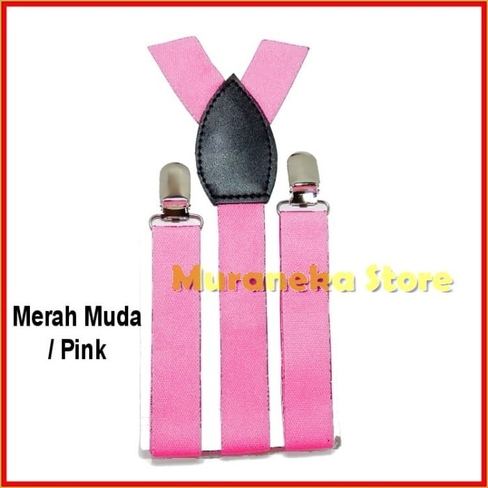 Bretel Suspender Pink Baju Dewasa Polos Tali Kodok Jojon Merah Muda