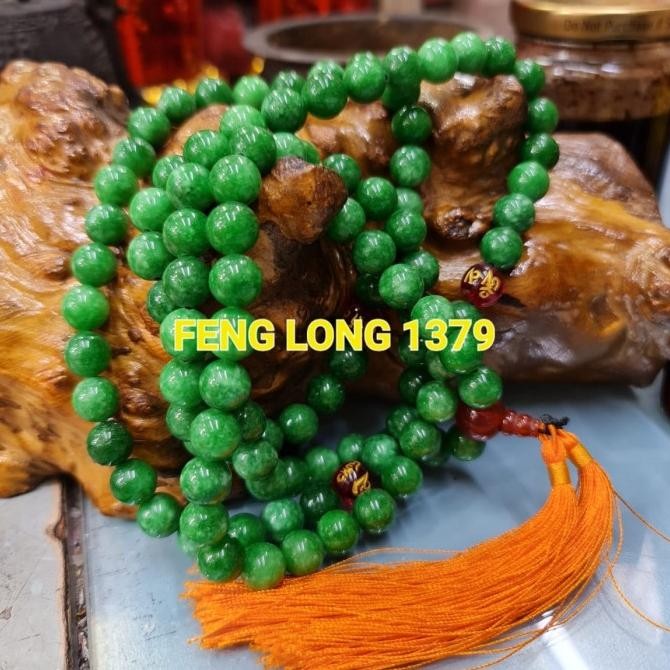 Kalung Japamala | Biji Mala | Tasbih Batu Giok Hijau Butiran Kecil TERLARIS
