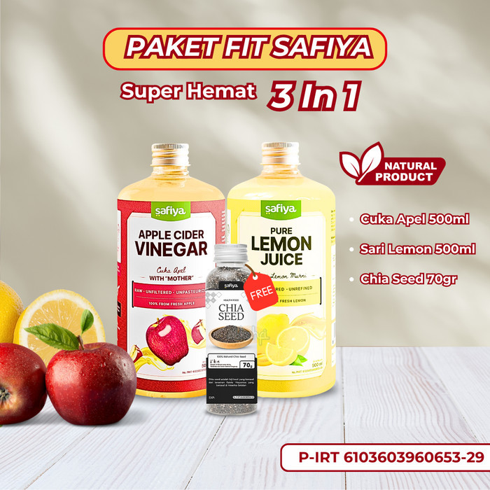 

[PAKET FIT ISI 3] CUKA APEL + SARI LEMON + CHIA SEED