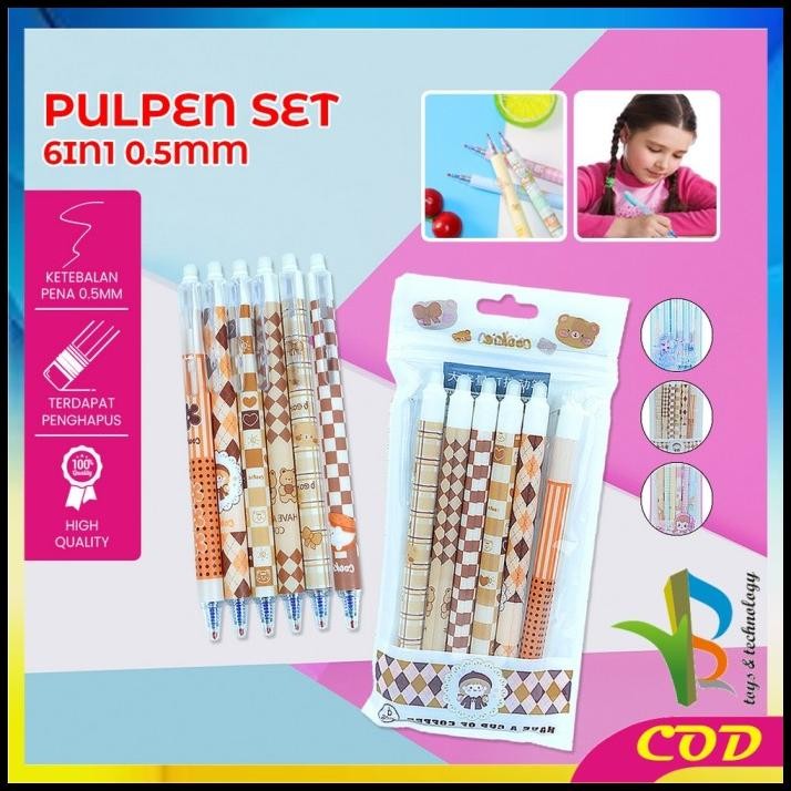 

RB-A68 Pulpen Set 6IN1 0.5MM Tinta Bisa di Hapus Motif Karakter Lucu