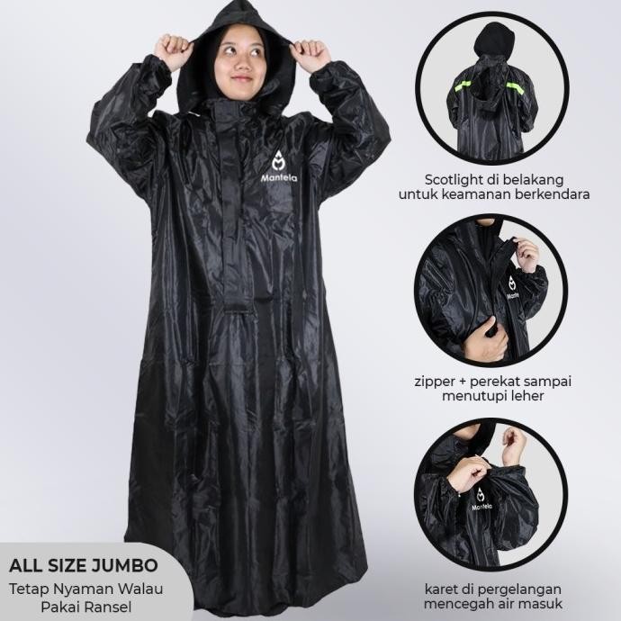 Jas Mantel Hujan Raincoat Ponco Karet  Gamis Wanita Muslimah Dewasa Terlaris