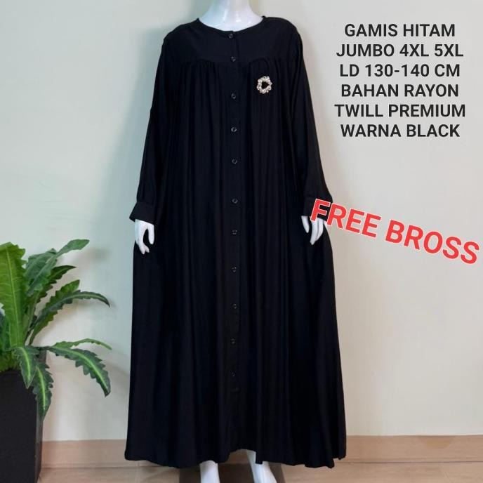 Gamis Hitam Jumbo Ld 130 Cm Model Polos Kekinian Terlaris
