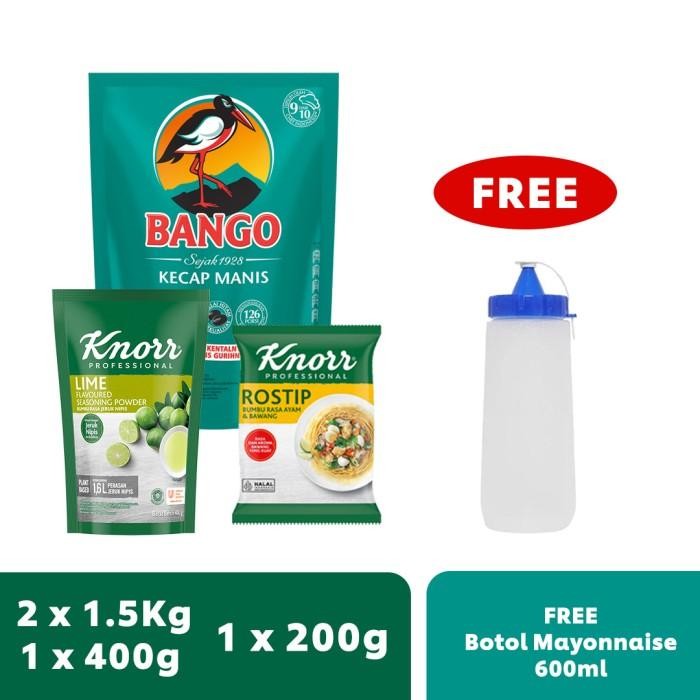 

Bango 1.5Kg X2 + Knorr Lime 400G + Knorr Rostip 200G Free Botol Kecap Terlaris 100 % Original