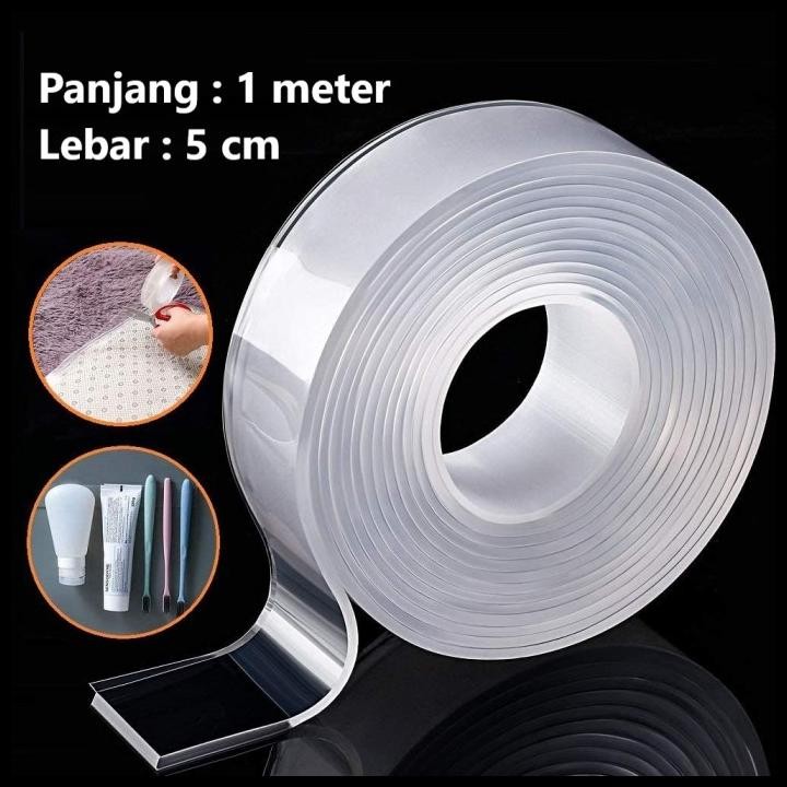 Nano Double Tape 5cm x 1meter Transparan Selotip Isolasi Bening