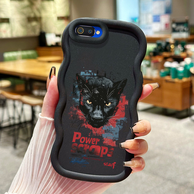 Casing Hp Untuk Realme C2 C2s OPPO A1K Case Macan tutul hitam Warna macaron tekstur lembut softcase 