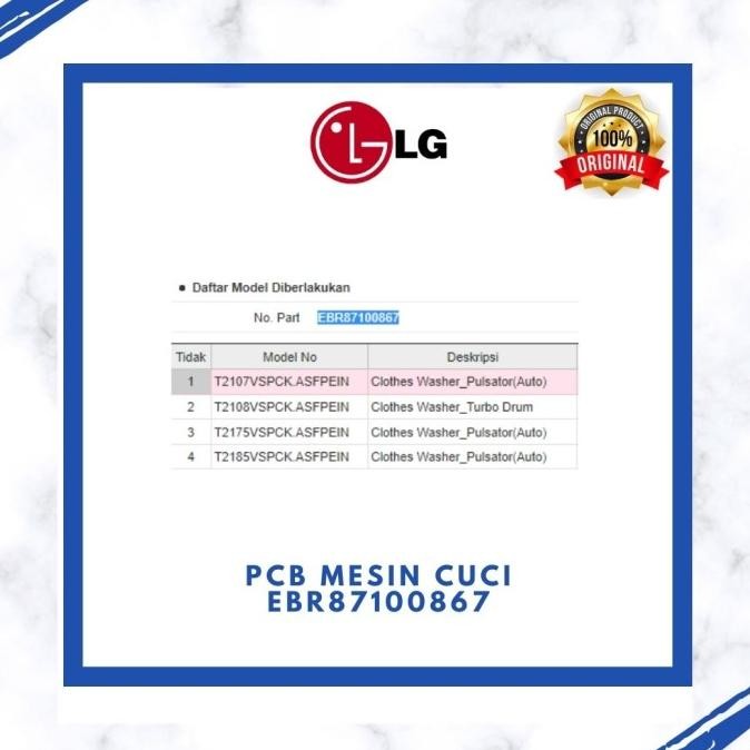 PCB MODUL MESIN CUCI LG EBR87100867 T2108VSPCK