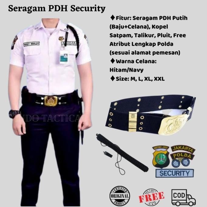 SERAGAM PDH SATPAM KUMPLIT, SERAGAM PDH PUTIH