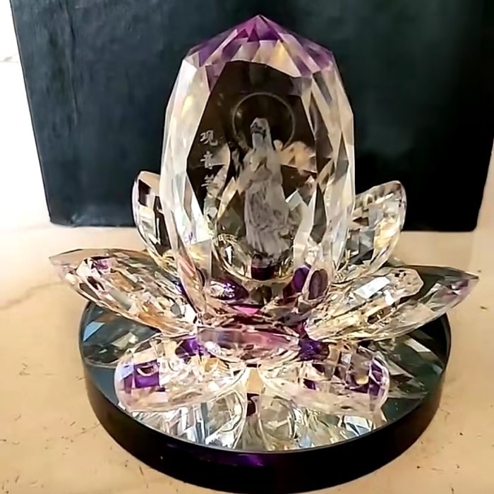 Kwan Im Lotus / Patung Kristal Guan Yin Rupang Hiasan Pajangan Buddhis Original
