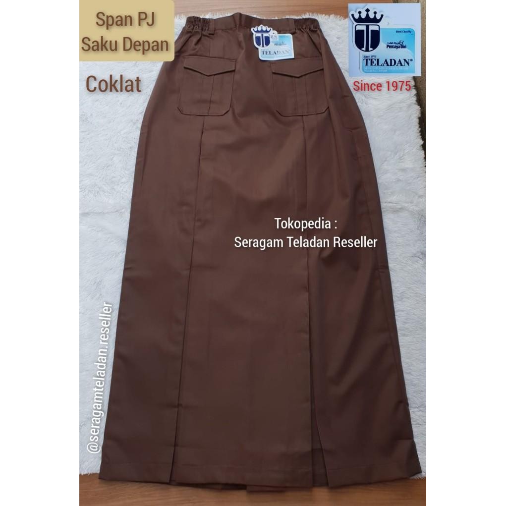Seragam Teladan Rok Span Pj Coklat Pramuka Saku Depan Teladan/Rok Smp Terbaru 100 % Original