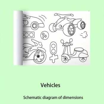 

Dehaiyun Kertas Mewarnai Tempel Dinding Drawing Paper Roll 3M Vehicles