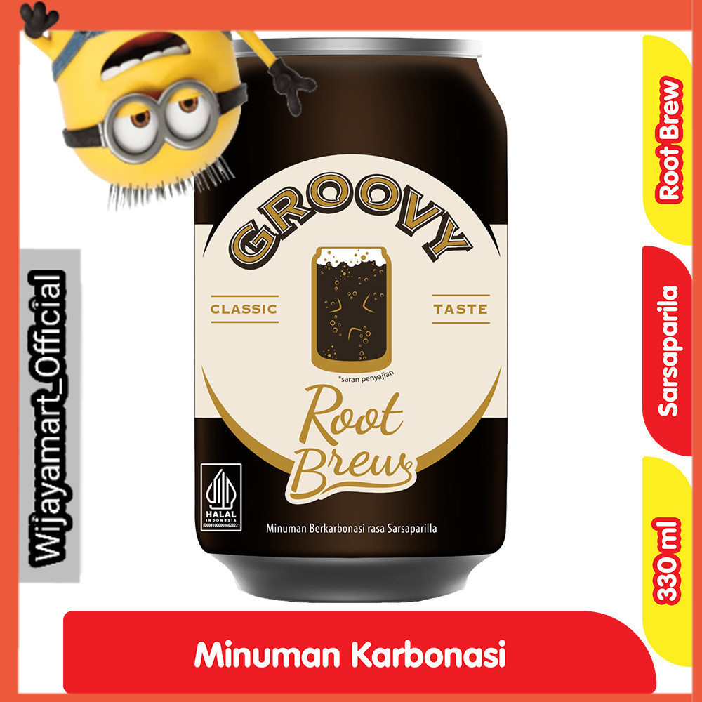 

Groovy Root Brew Minuman Karbonasi Sarsaparila Kaleng 330 ml