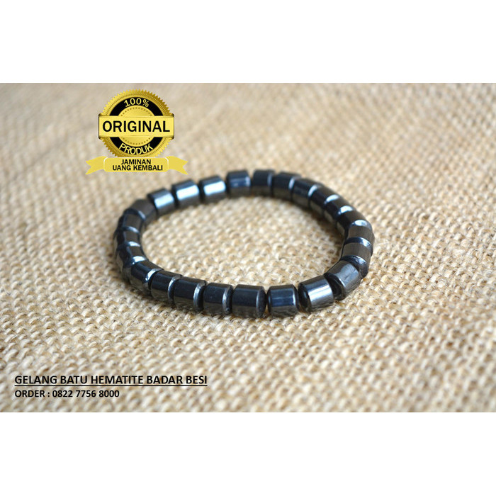 Readyyy Gelang Kesehatan Pria Wanita Batu Akik Hematite Badar Besi Asli Alam