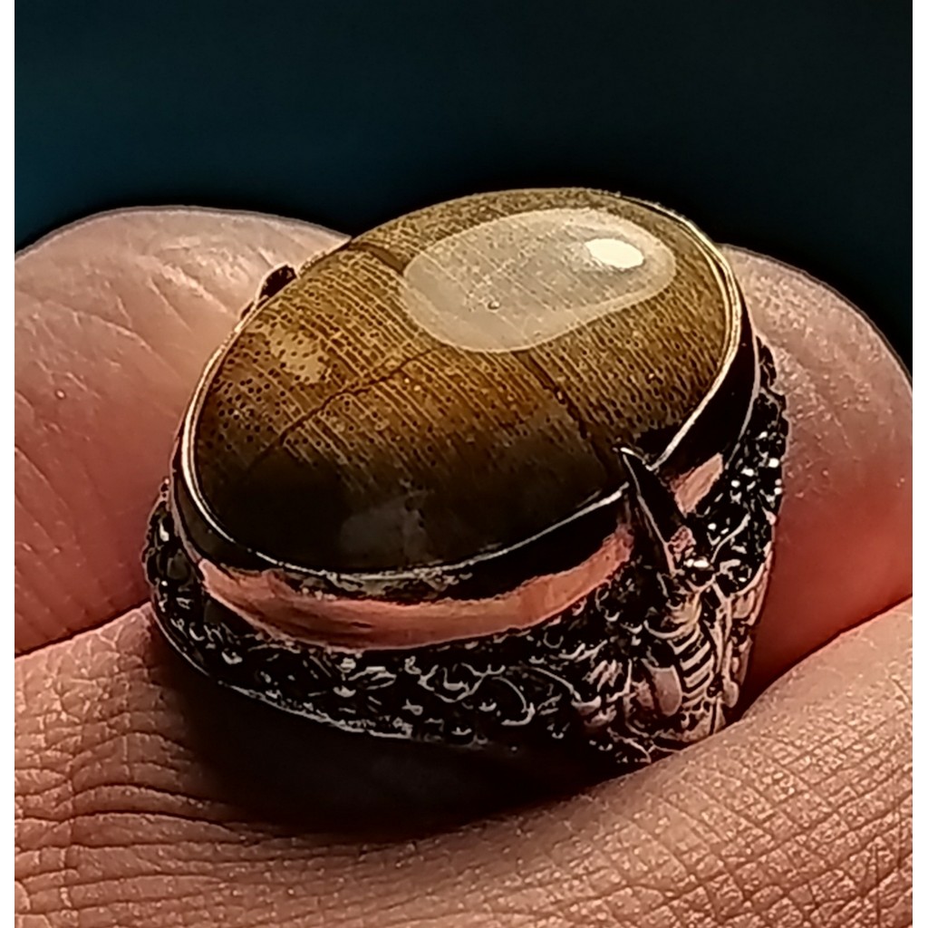 Koleksi Batu Alam Galih Kelor Super Motif TJ Tembus Senter Plong Mulus Kinclong Ring Ukir Cakra Bali Kolektor Item