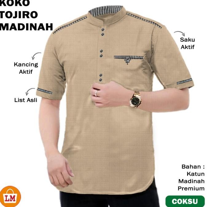 Baju Koko Pria Muslim TOJIRO MADINAH Premium Lengan Pendek/18849-18855