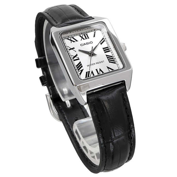 CASIO LTP-V007L-7B1UDF JAM TANGAN WANITA ANALOG KULIT HITAM ROMAWI