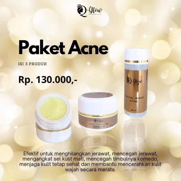 Qglow Skincare Original Bpom/ Klinik Qglow Paket Acne Qglow Qglow Brightening Series