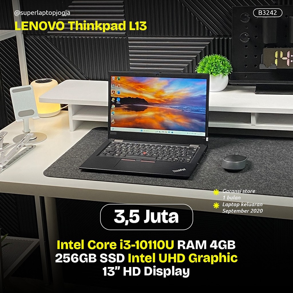 Lenovo Thinkpad L13 intel core i3 gen 10 ram 4gb ssd 256gb