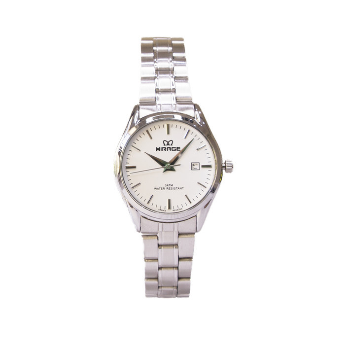 JAM TANGAN WANITA KLASIK SMARTCASUAL MIRAGE SILVER 8708L NATURAL LOOK