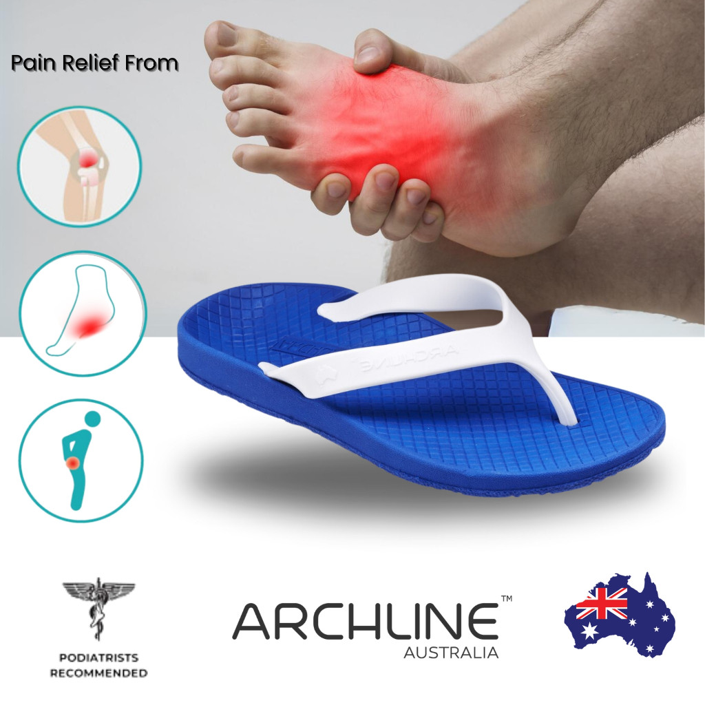 Sandal Jepit Ortopedi Anak Archline untuk Plantar Fasciitis– Biru/Putih |CUWxwWq8|